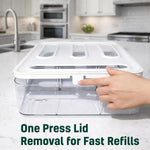 Food Storage Bag Organiser - 4 Compartment Clear Box, Transparent - size and scale view
