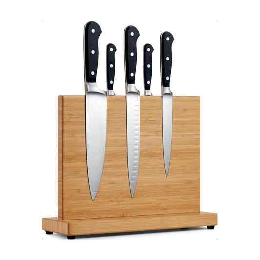 Magnetic Knife Block Bamboo Double Sided Holder, Natural - main product image