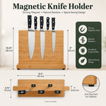 Magnetic Knife Block Bamboo Double Sided Holder, Natural - detail view