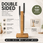 Magnetic Knife Block Bamboo Double Sided Holder, Natural - size and scale view