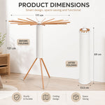 Tripod Clothes Drying Rack with 16 Rods and Wooden Poles, White - size and scale view