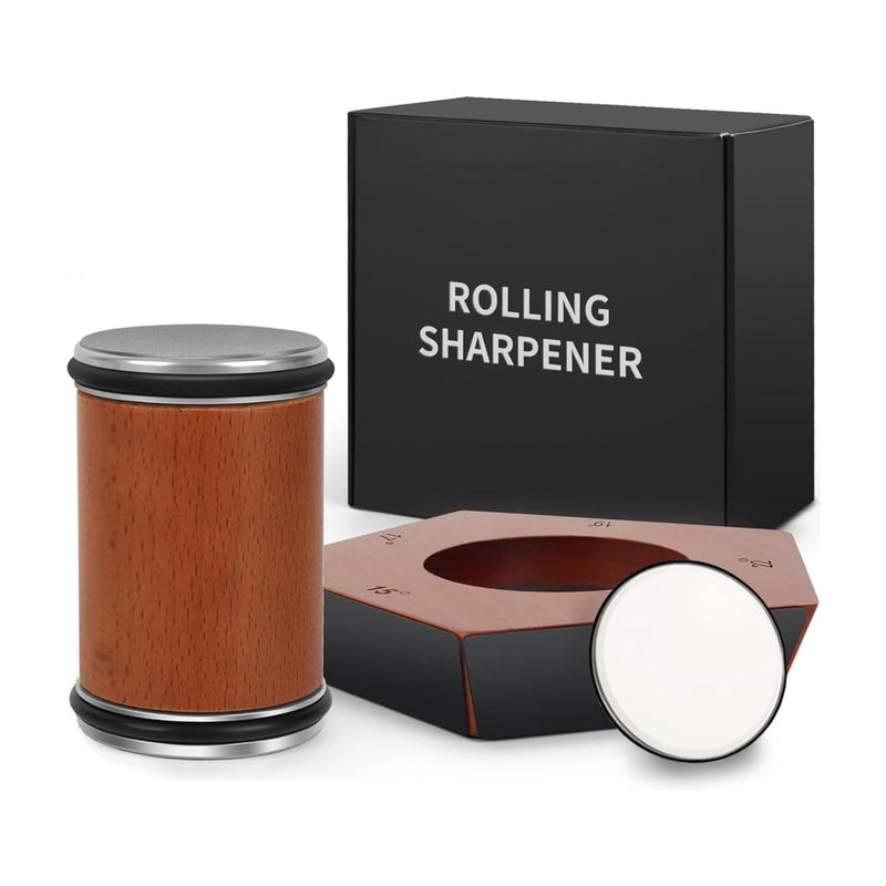 Rolling Knife Sharpener with 5 Angle Magnetic Holder, Brown - main product image