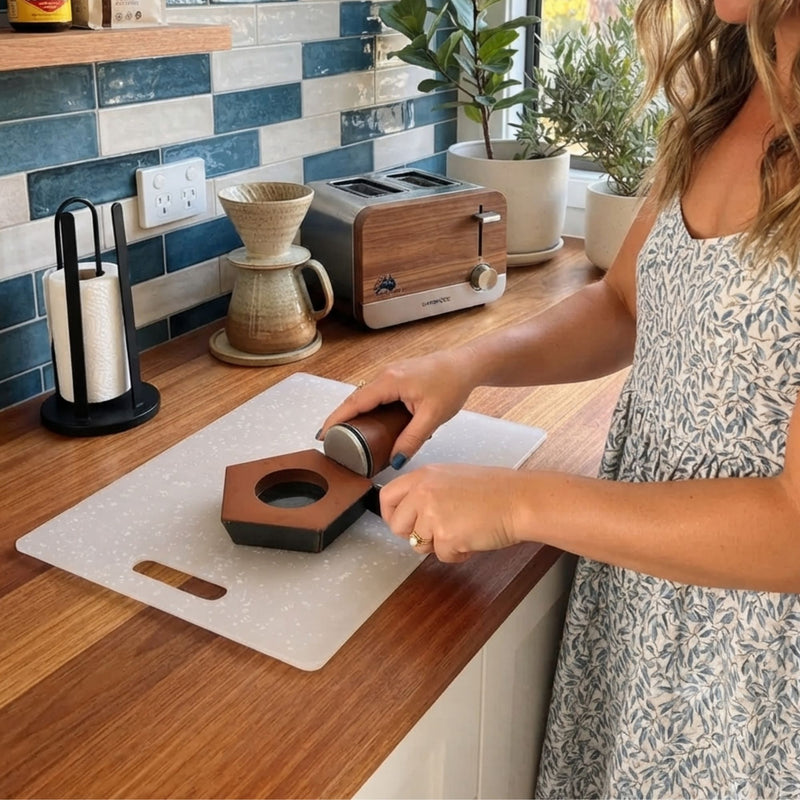 Rolling Knife Sharpener with 5 Angle Magnetic Holder, Brown - alternate angle