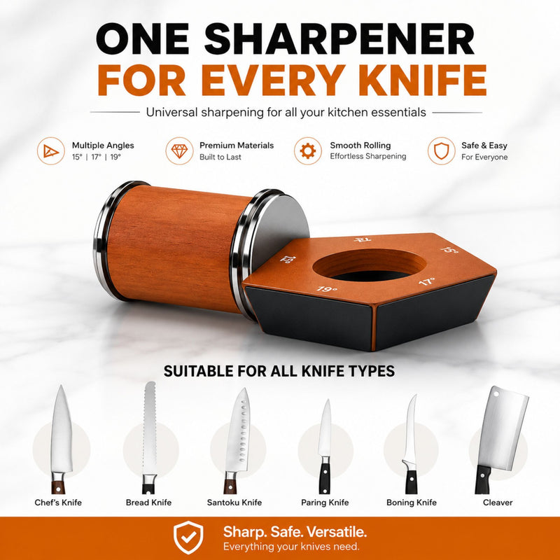 Rolling Knife Sharpener with 5 Angle Magnetic Holder