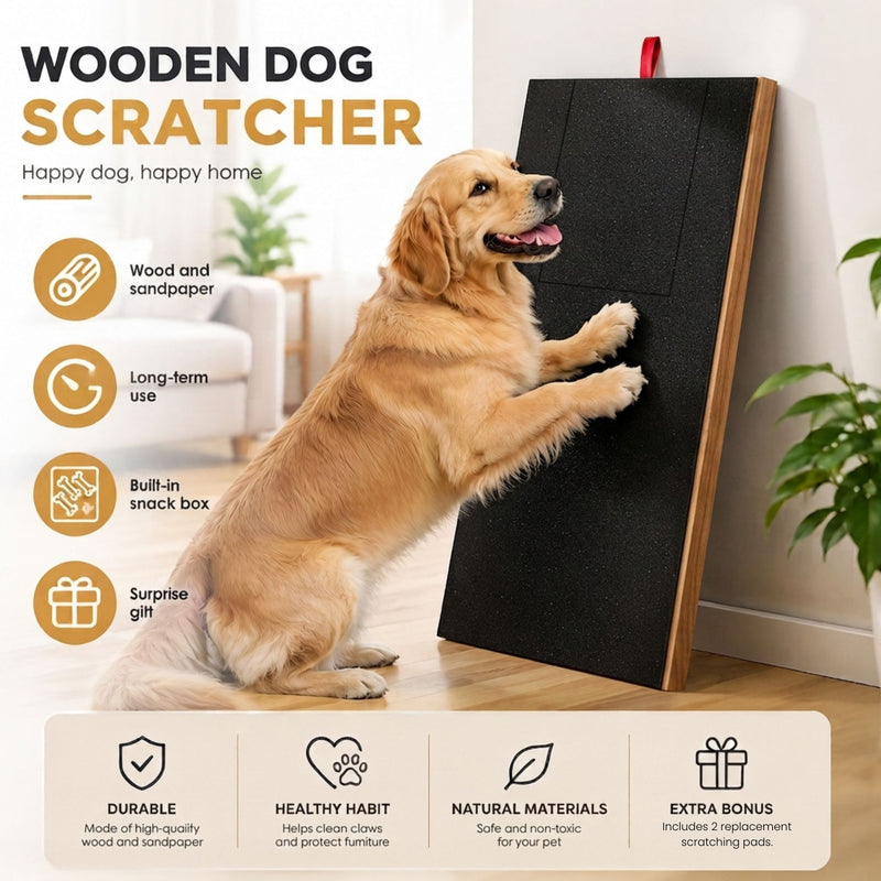Dog Nail Scratch Board with Snack Box Sandpaper Puppy Nail, Natural - alternate angle