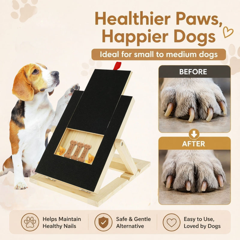 Dog Nail Scratch Board with Snack Box, Height Adjustable Puppy Nail, Natural - alternate angle