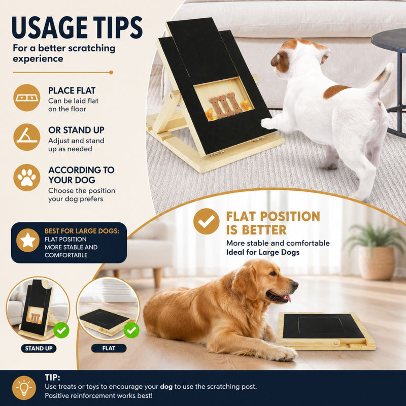 Dog Nail Scratch Board with Snack Box, Height Adjustable Puppy Nail, Natural - additional product view