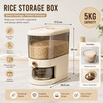 Rice Dispenser 5kg Press Button Storage Container, Beige - alternate angle