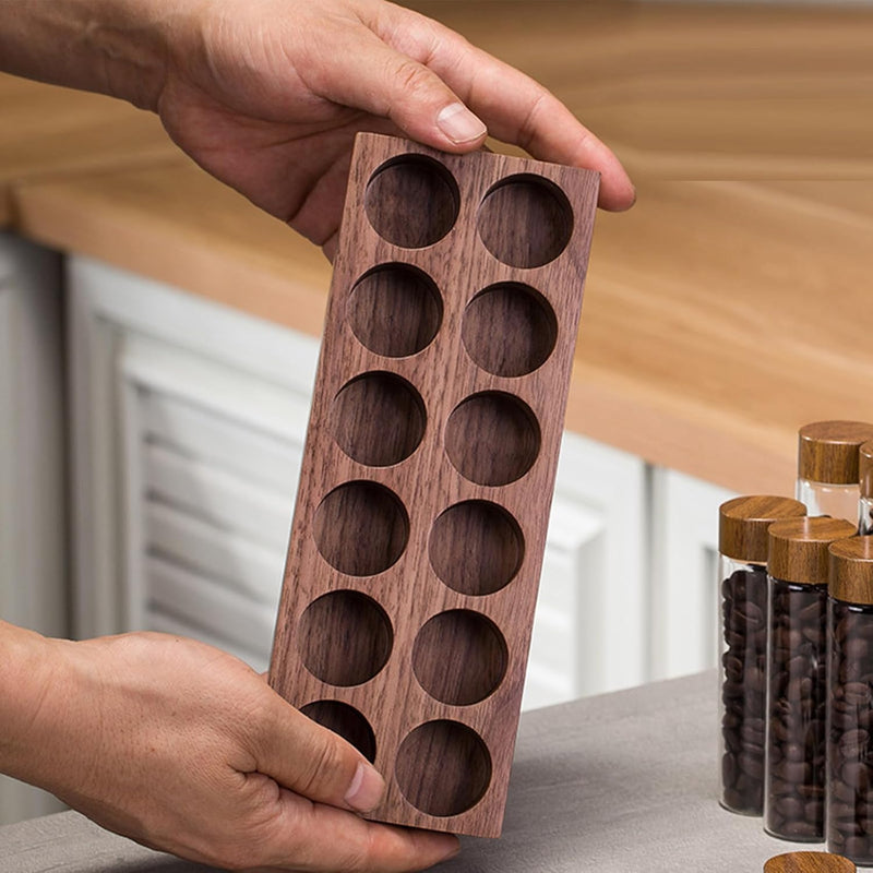 Glass Coffee Bean Storage Tubes with Wooden Stand