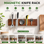 Magnetic Knife Holder Wall Mounted Wood Strip Brown - detail view