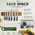 Magnetic Knife Holder Wall Mounted Wood Strip Brown - size and scale view