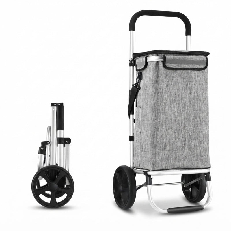 Foldable Shopping Trolley Lightweight Aluminium Cart, Grey - main product image