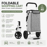 Foldable Shopping Trolley Lightweight Aluminium Cart, Grey - detail view