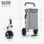 Foldable Shopping Trolley Lightweight Aluminium Cart, Grey - size and scale view