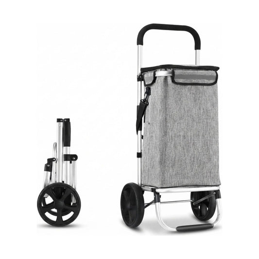 Foldable Shopping Trolley Lightweight Aluminium Cart, Grey - main product image