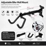 Adjustable Wall Mount Bike Rack for Garage Storage, Black - detail view