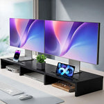 Dual Monitor Stand Riser, Adjustable Length and Angle - Black - alternate angle