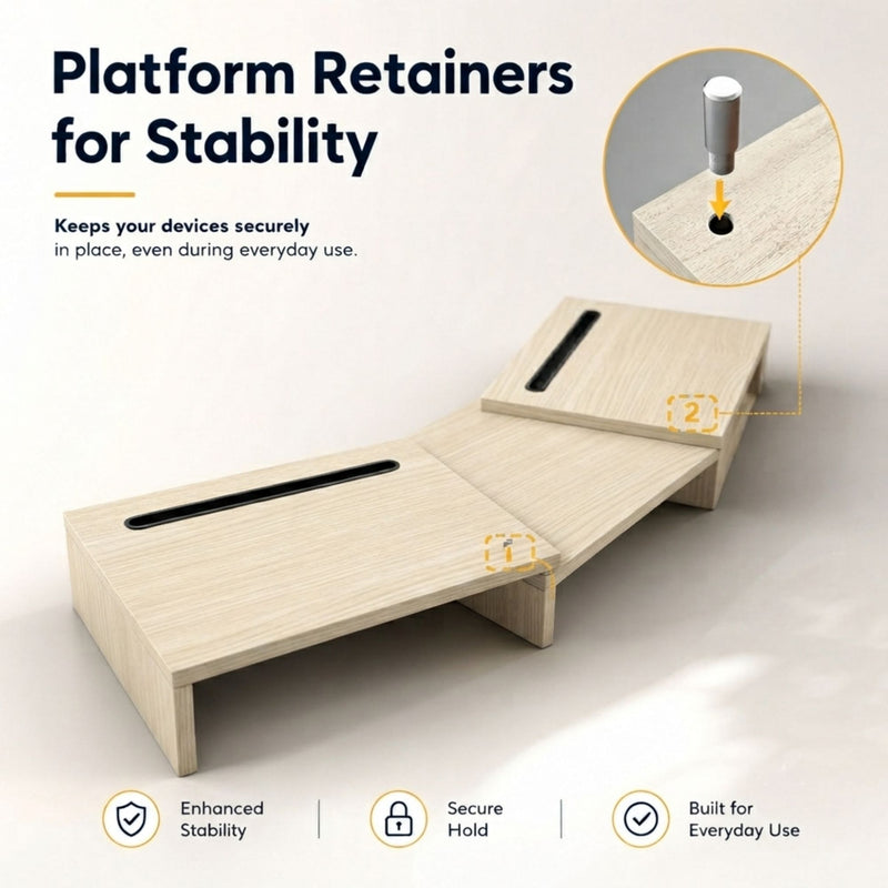 Dual Monitor Stand Riser, Adjustable Length and Angle - Beige