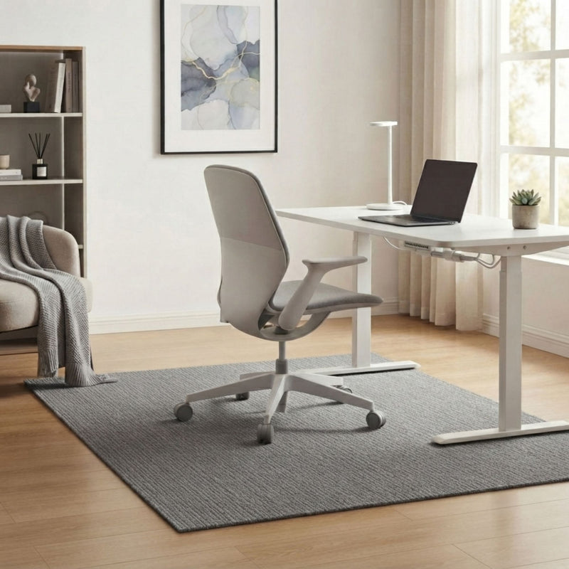 Office Chair Mat Hard Floor Protector 120x90 cm Anti - Slip White, Dark Grey - alternate angle