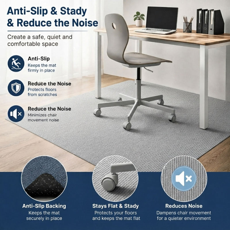 Office Chair Mat Hard Floor Protector 120x90 cm Anti - Slip White