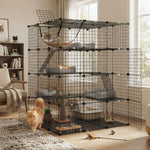 4 Tier Pet Playpen Large Cat Cage Diy Enclosure, Black - alternate angle