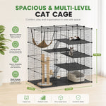 4 Tier Pet Playpen Large Cat Cage Diy Enclosure, Black - detail view