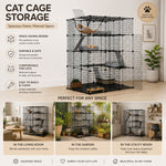 4 Tier Pet Playpen Large Cat Cage Diy Enclosure, Black - size and scale view