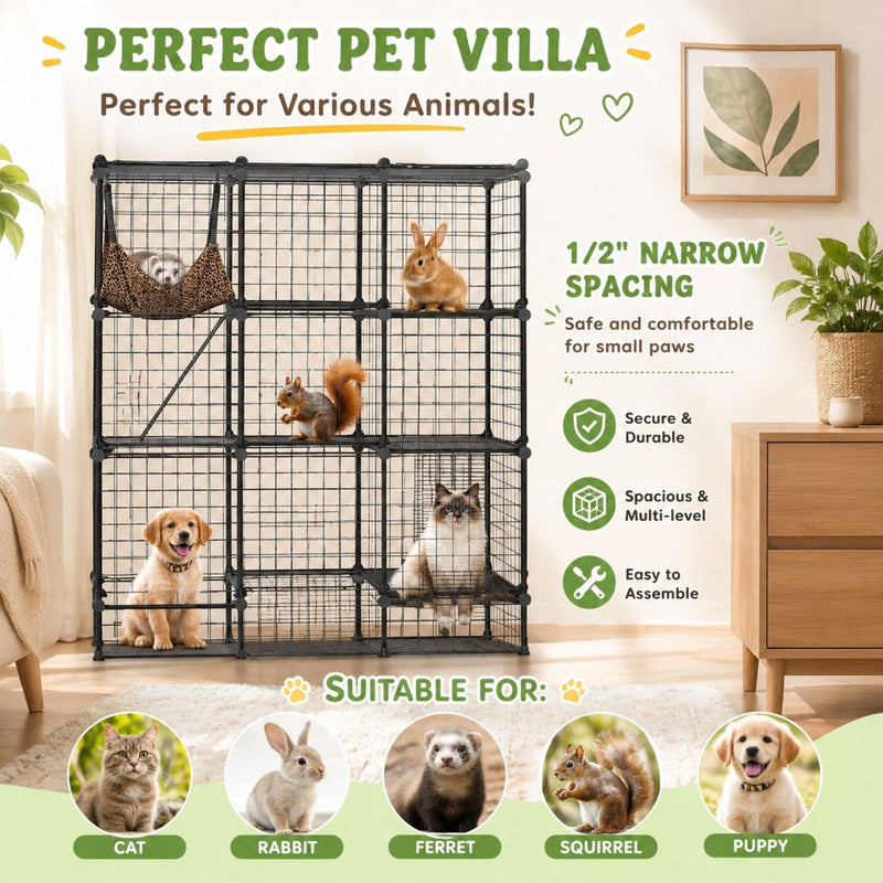 4 Tier Pet Playpen Large Cat Cage Diy Enclosure