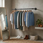 Industrial Pipe Wall Mounted Clothes Rack for Storage, Black - alternate angle