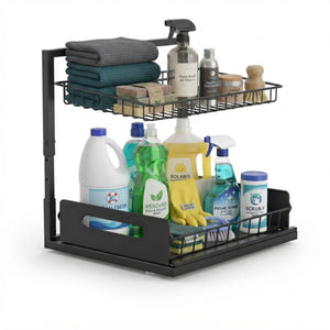 2 Tier Under Sink Organiser with Sliding Drawer